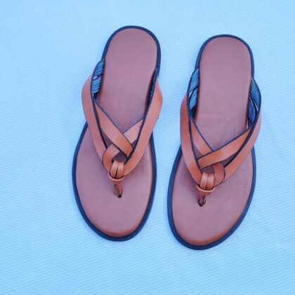 Classic Braided Leather Slippers Brown