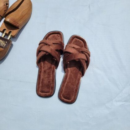 Suede Criss-Cross Slip-On Slippers
